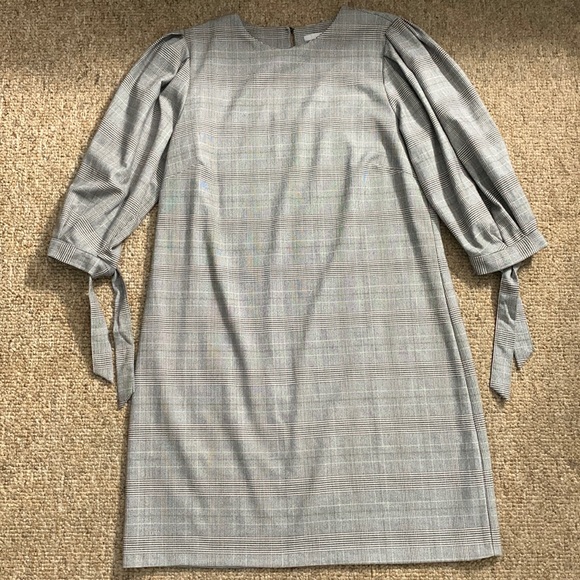 H&M Plaid Gingham Picnic Mini Dress Balloon Sleeve Size 10 - Picture 1 of 7